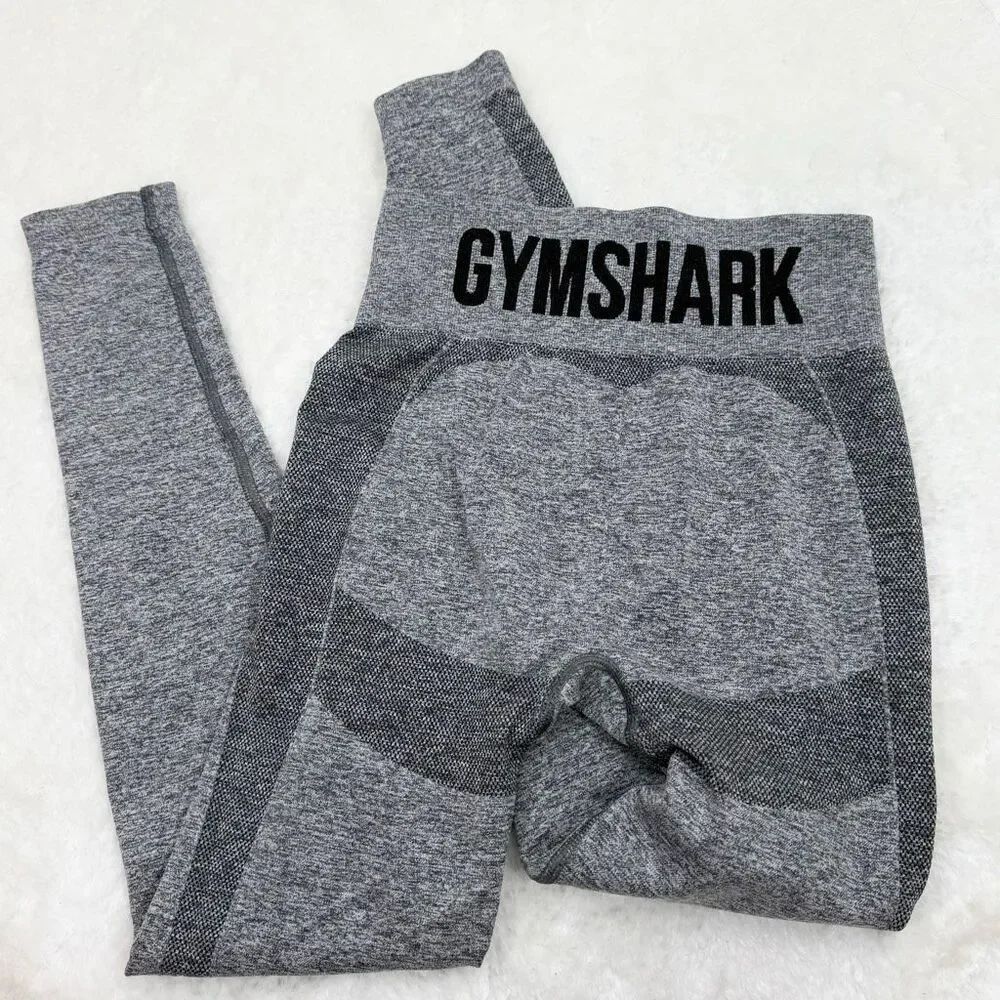 Gymshark Flex High Waisted Sweat Wicking Leggings in Marble Charcoal Colorway Si
